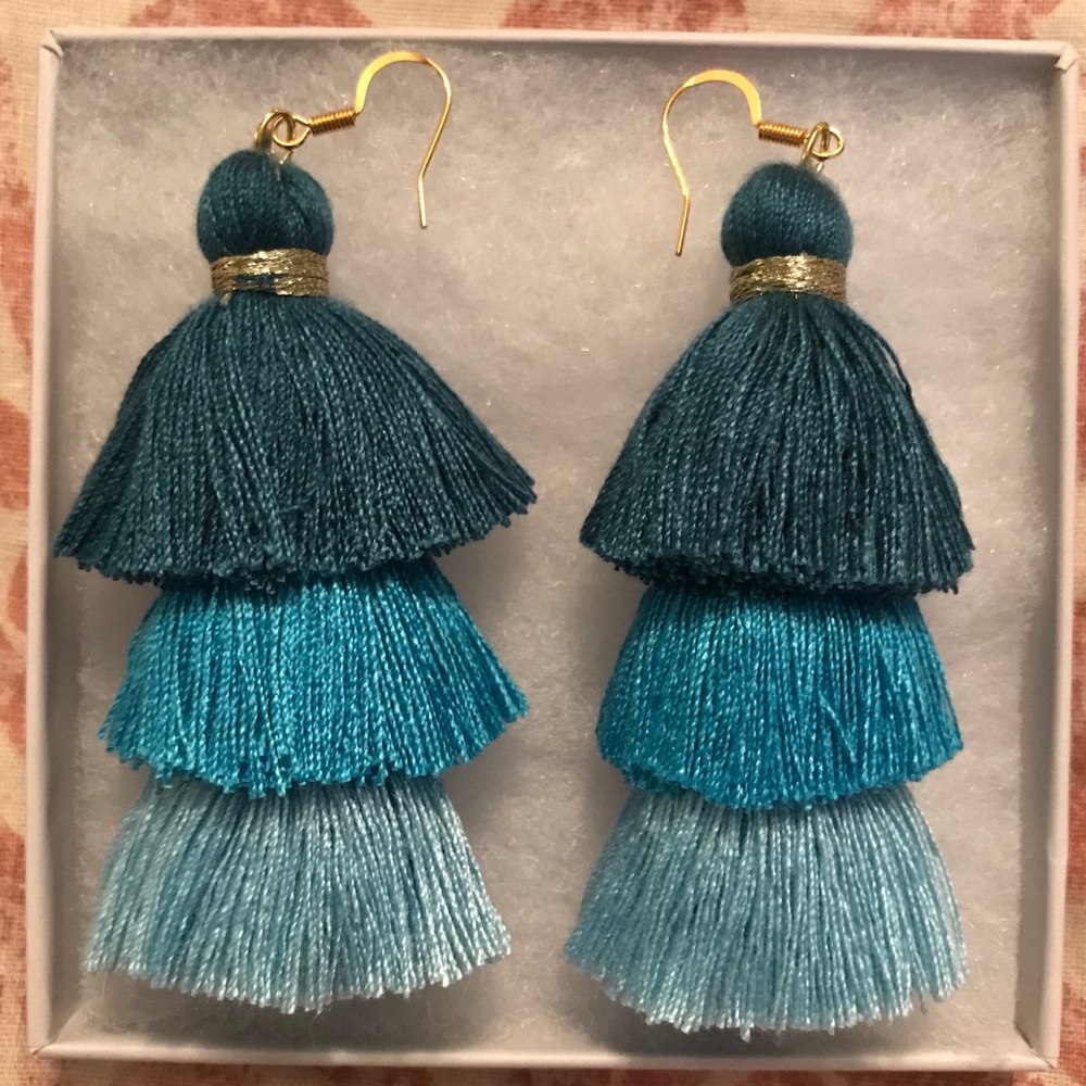 Blue Tassel Earrings